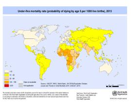 Under 5 mortality rate 1990-2013. http://gamapserver.who.int/maplibrary/app/searchresults.