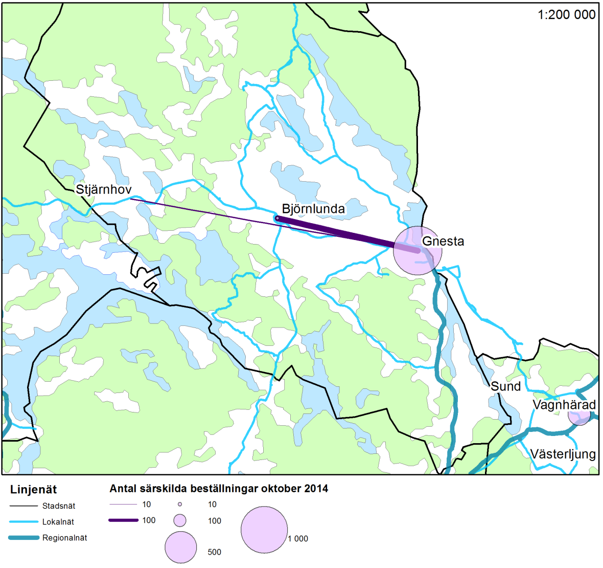 till större sjukhus i grannkommuner såsom Nyköping och Eskilstuna. Ingen skolskjuts utförs med den särskilda trafiken i kommunen. Figur 8. Restyper i Trosa kommun.