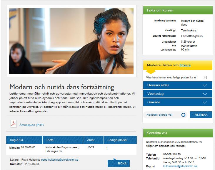 Det finns filtreringsmöjligheter som ytterligare förenklar när du letar efter en viss kurs eller om du inte vet exakt vad du vill