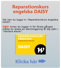 C. KNAPPARNA I ADMINPANELEN: 1. Reparationskurs engelska DAISY Denna knapp tar läraren till elevapplikationen. Det går även bra att använda adressen avsedd för elever: http://gleerups.godaisy.