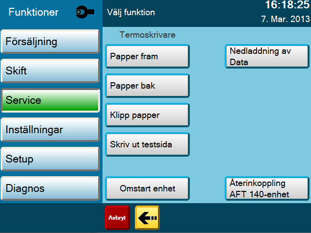 AVSLUTA SKIFT Tryck på knappen med skiftnyckel Välj Skift och sen Skiftslut Nu kommer det fram en mellanavräkning Välj OK och slå