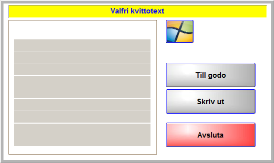 Användarmanual för butik 16 Öppna kassalåda manuellt 1) Tryck på tangenten Låda : Välj skrivare (Kassaregister, arkiv menyn) Välj skrivare om du vill skriva ut utskrifterna på en annan skrivare.