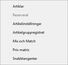 Användarmanual för butik 35 4) Välj Tangentuppläggning i funktionsmenyn: 5) Placera markören på den rad som skall ändras. 6) Tryck på tangenten <F5> och välj funktion från listan.