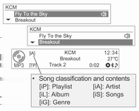 130 Infotainmentsystem CD-meny Sök... För MP3-skivor (WMA) vrid TUNEratten i CD-menyn och gå till Sök... och tryck på MENU-knappen.