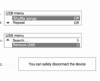 134 Infotainmentsystem Efteråt används funktionerna på USB-spelaren som CD-MP3-uppspelning.