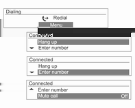 Infotainmentsystem 145 Ringa genom att slå nummer Om mobiltelefonen inte är i vänteläge kanske inte telefonen stöder återuppringningsfunktionen. Detta beror på mobiltelefonens alternativ.