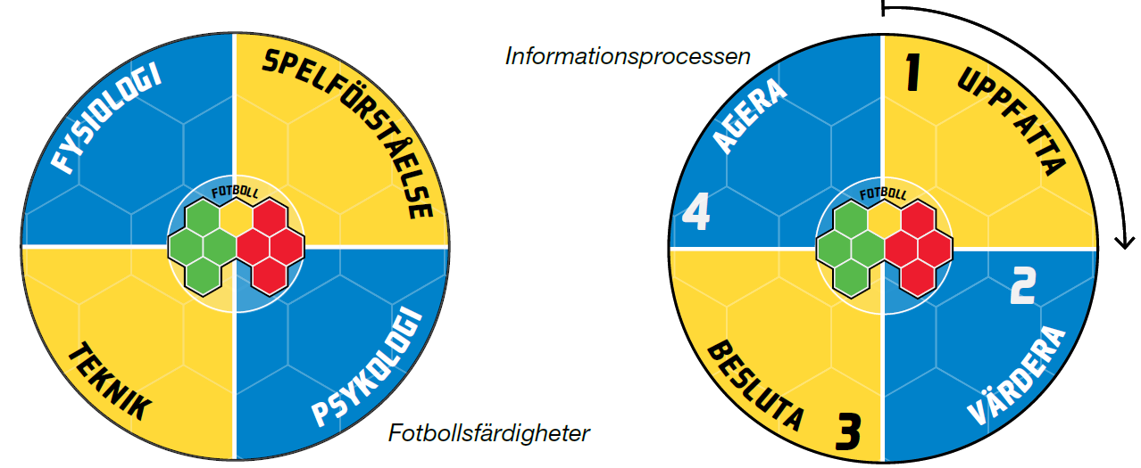 En helhetssyn på fotboll Spelaren löser en situation i fotboll genom att samtidigt använda delfärdigheterna psykologi, fysiologi, teknik och spelförståelse.