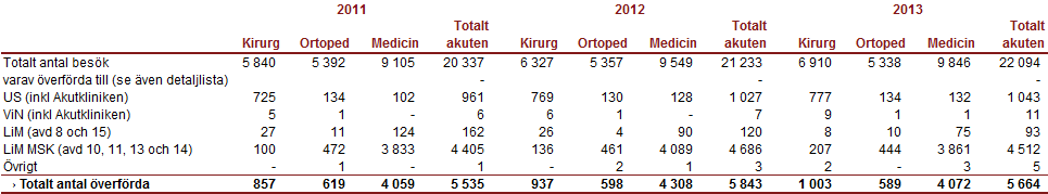 Appendix 3 Tabeller Utkast Tabell: Besök på akuten 2013 och