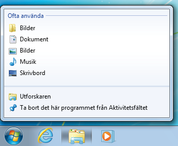 Tack vare snabblänkslist orna kommer du åt de objekt som du använder varje dag, lika enkelt som du startar själva programmet.