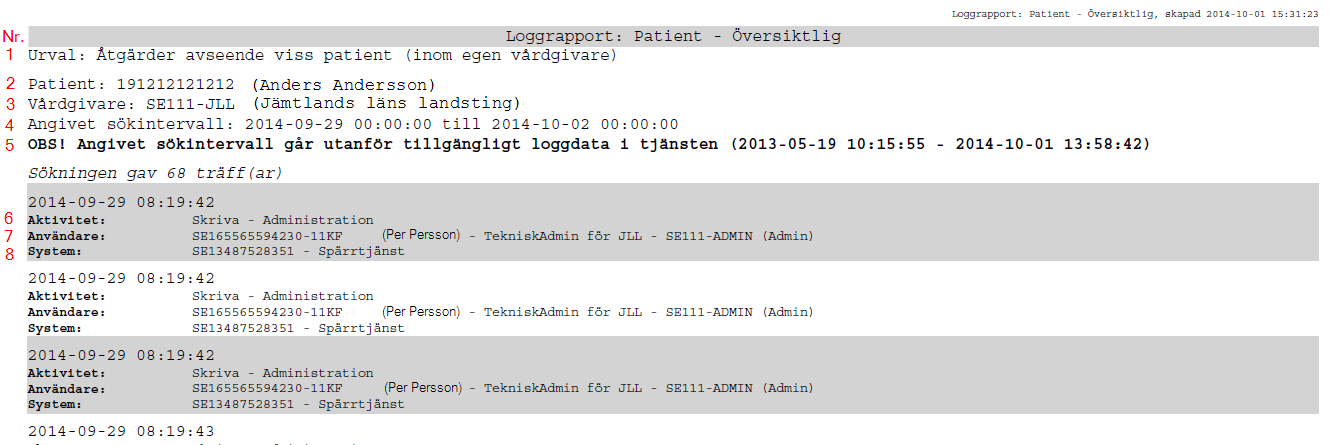 2.5.2 Exempel 2.5.2.1 Exempel på loggrapport