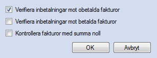 Anledningen till att verifiering görs manuellt är att det sök som måste göras i databasen kan vara tidskrävande om det finns många fakturor och inbetalningar registrerade.