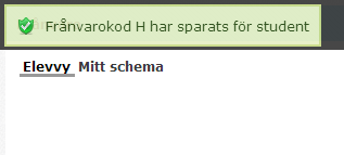 Registrera frånvaro Klicka på Frånvaro 1. Välj barn 2. Klicka på första lektion som ska anmälas, välj H-Hemmets anmälda frånvaro. Upprepa vidare om det är fler lektioner som ska anmälas.