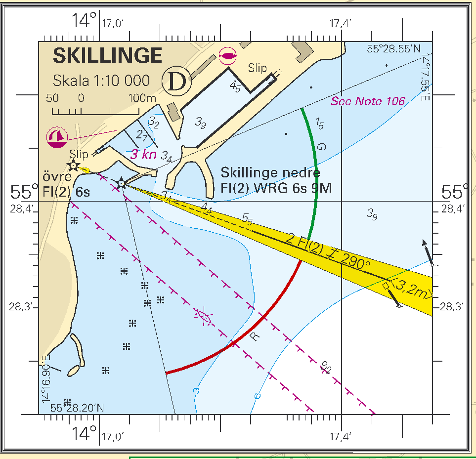 Figur 2. Special över Skillinge hamn från kort 743. Kartdata Sjöfartsverket nr 10-01518.