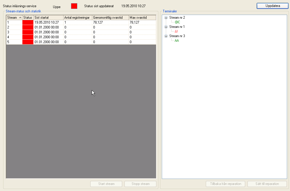 Programkörning status Här kan du följa med på statusmeddelande från de olika programm från programköringsinställningen som körts.