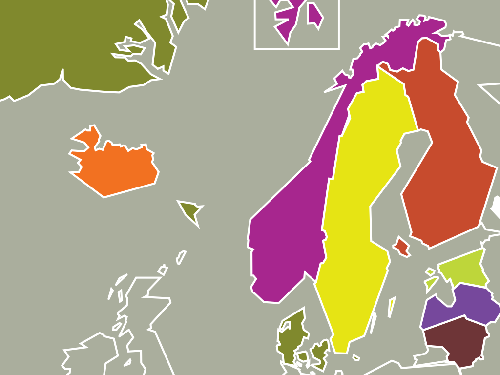 Nordplus deltagande länder Danmark, Finland, Island, Norge och Sverige