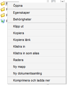 Dokumentsamling (Professional) En dokumentsamling är en uppsättning dokument som har en specifik version. En dokumentsamling skapas genom att klicka på Ny dokumentsamling på en folders innehållsmeny.