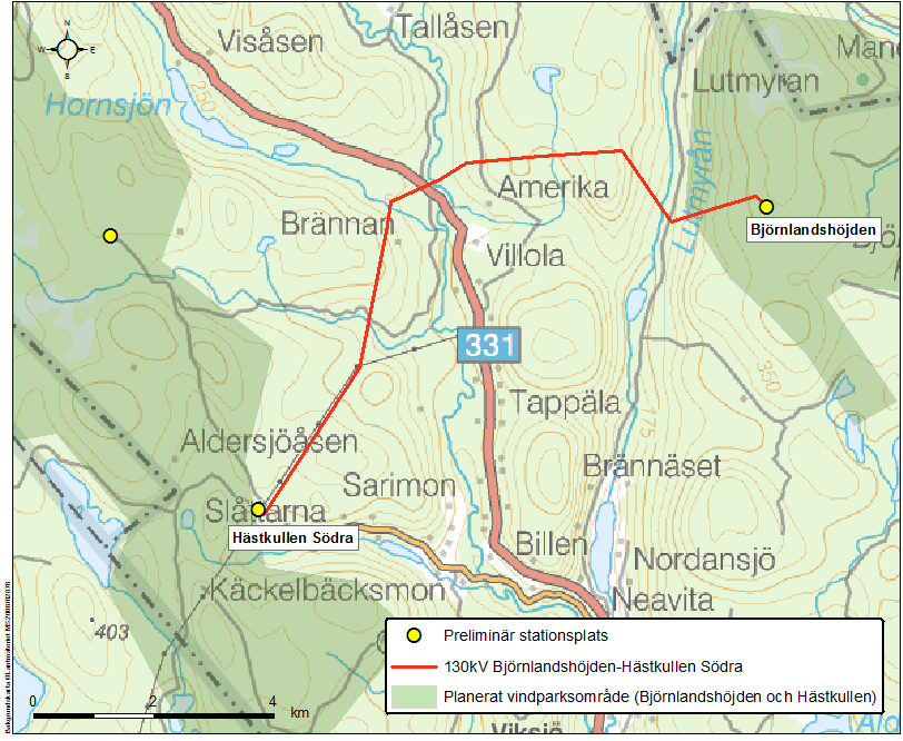 4 Alternativ 4.1 Huvudalternativ Efter genomförd lokaliseringsutredning med tillhörande samrådsprocess har E.ON Elnät tagit fram ett huvudalternativ för den planerade sträckningen.