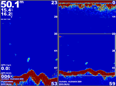 Ekolod När du ansluter en plotter till en Garmin GSD 22/24/26 ekolodsmodul (tillbehör) och en givare kan plottern användas som en Fishfinder.