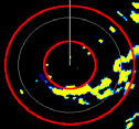 Radar 3. Justera storleken på säkerhetszonen: För GPSMAP 6000-serien använder du navigeringsknappen och pilarna på skärmen ( och ). För GPSMAP 7000-serien trycker du på säkerhetszonens hörn och drar.