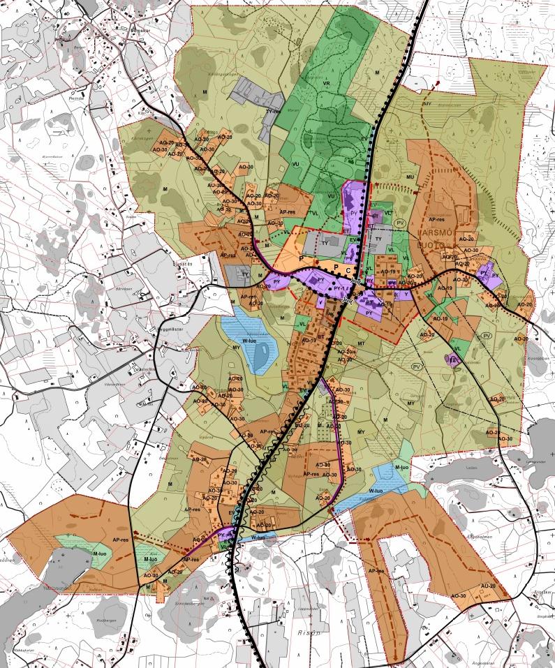 1-12 Bild 6. Utdrag ur Holm delgeneralplan (godkänd i kommunfullmäktige 6.3.2013 35). 5.7 Detaljplan Planeområdet är delvis planlagt på detaljplanenivå.