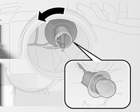 Bilvård 131 2. Ta ut glödlampan från lamphållaren och sätt in en ny glödlampa. 3. Sätt in lamphållaren i reflektorn. 4. Vrid medurs för att fästa den. 5. Sätt tillbaka täckkåpan. Varselljus 1.