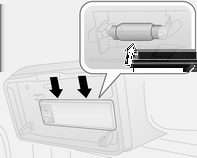 Bilvård 135 Borttagbar bakre innerbelysning 1. Tryck på knappen upptill på lampenheten för att lossa den. 2. Bänd loss lampenheten i de punkter som visas. 3.