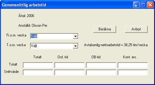 2.4 Genomsnittlig arbetstid fönstret Vid design av Genomsnittlig arbetstid fönstret så bygger webbversionen (se figur 37) helt på klient versionen (se figur 36).