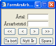 2.7 Registrera arbetstid fönstret Webbdesignen (se figur 43) av Registrera arbetstid fönstret är grundat på klient versionen (se figur 42), men är beskuren för att minimera tomt utrymme.