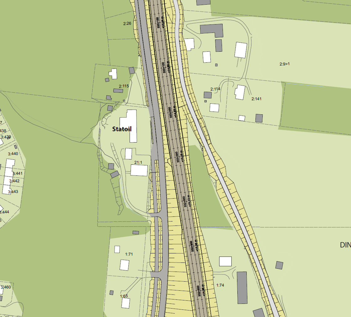 Bostäder i Dingersjö norr om vägbron Norr om vägbron i Dingersjö finns 9 bostadshus som övervägts för buller och vibrationsåtgärder. 2:9 2:115 2:114 2:141 21:1 1:71 1:74 1:65 Figur 5.