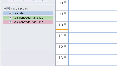1. I Outlook, högerklicka under Calendars och välj Add Calendar, From Room List 2.