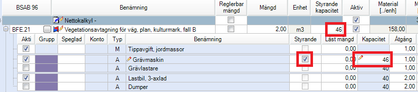 1.8 Förbättrad hantering av Låst Mängd I denna version har vi justerat hantering av låst mängd på kalkylobjekten sammansatta element och kalkyldel där enheten är st.