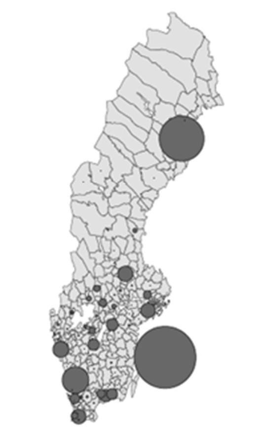 Gotland Regional fördelning av export av