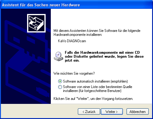 4 Idrifttagning 4.2 Programinstallation Anslut DIAGNOcam till den stationära/bärbara datorn via USB-kabeln.