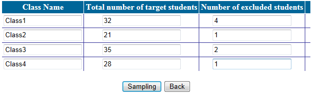 När du är säker på att listan är korrekt ifylld, skicka in listan för urval genom att klicka på URVAL. Onlinesystemet väljer slumpmässigt ut en klass och returnerar den till dig.