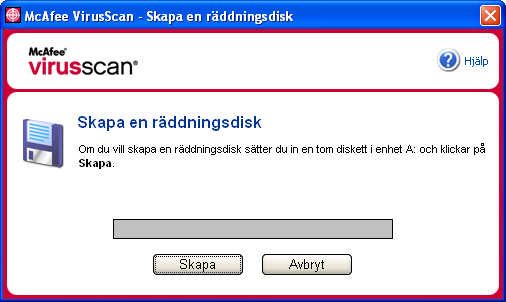 Skapa en räddningsdisk Dialogrutan Skapa en räddningsdisk öppnas (Bild 2-13). Bild 2-13. Dialogrutan Skapa en räddningsdisk 3 Klicka på Skapa för att skapa räddningsdisken.