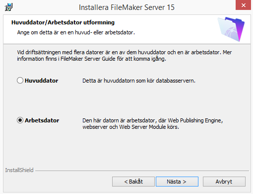 Kapitel 3 Installera FileMaker Server på flera datorer 28 7. Granska och godkänn licensavtalet för slutanvändare. OS X: Du kan behöva ange ditt användarnamn och lösenord till OS X igen. 8.