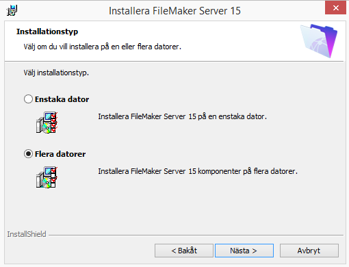 Dubbelklicka på installationsikonen. FileMaker Server 15 (OS X) Installation (Windows) 1 Windows: Klicka på Ja om det visas en varning om kontroll av användarkonto.
