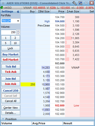 CLICK TRADING CLICK TRADING Click trading är en orderbok för dig som omedelbart vill kunna lägga till och ta bort order.