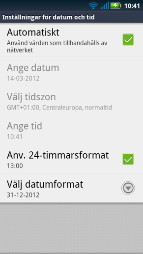 6.14 Datum och tid Inställning av datum, tid och tidzon görs via Inställningar Android Inställningar System Datum och tid.