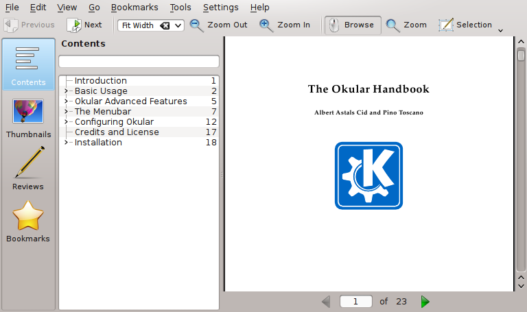 Kapitel 1 Inledning Okular är en generell dokumentvisare för KDE baserad på koden från programmet KPDF.