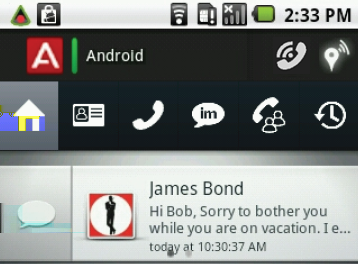 Användargränssnitt En gul triangel anger att appen är delvis ansluten. En röd triangel anger att appen är frånkopplad.