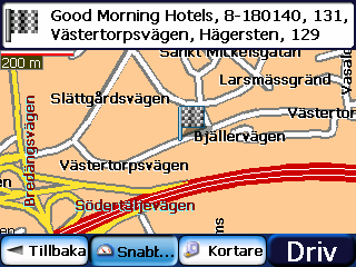 3.2 Tidigare platser Skärmen Tidigare platser gör att du kan välja en existerande destination från en lista över destinationer som du färdats till tidigare.