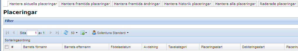 Förskola/Fritidshem Placeringar Under rubriken Placeringar finns ett antal arbetsflikar.