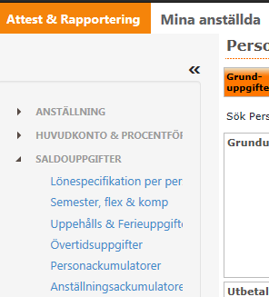 Huvudkonto & Procentfördelning Huvudkonto & Procentfördelning Här ser du konto strängen som medarbetaren är knuten till i anställningen om du trycker på Sök Org visas kontosträngen i