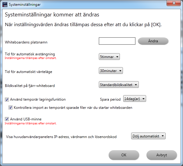 Ändra Systeminställningar Ändra Systeminställningar 1. Tryck på, Systeminställningar i Administratörsinställningar. 2. Ändra inställningarna i det fönster som visas. 3. Tryck på [OK].