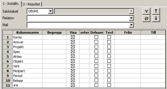 66 (112) 4.2 Fråga saldotabell 4.2.1 Allmänt Saldotabeller är egna register, en tabell med summor, som innehåller Huvudbokens transaktioner på aggregerad nivå.