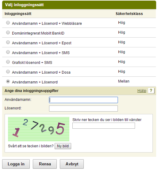 Inloggning För att logga in: 1. Gå till Körorder webb http://kororder.trafikverket.se/kororder 2. Välj inloggningsmetod.