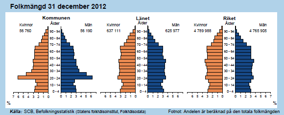 Resultat I följande två delar redovisas det statistiska resultatet av gjord välfärds- och folkhälsogenomgång. Först en inledande del med befolkningsstruktur och en generell spegling av hälsa.