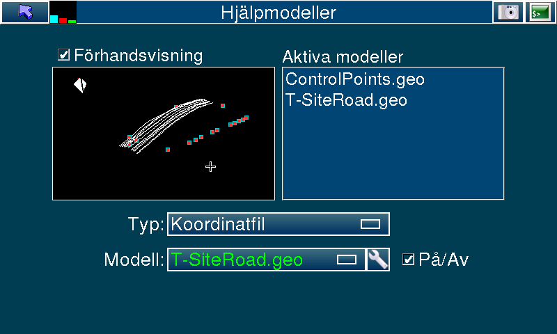 Visa hjälpmodeller i det grafiska fönstret Bakgrundsbilder (hjälpmodeller) kan visas i planvyn i XC16. Hjälpmodeller är endast ett visuellt verktyg och kan inte användas för beräkningar.