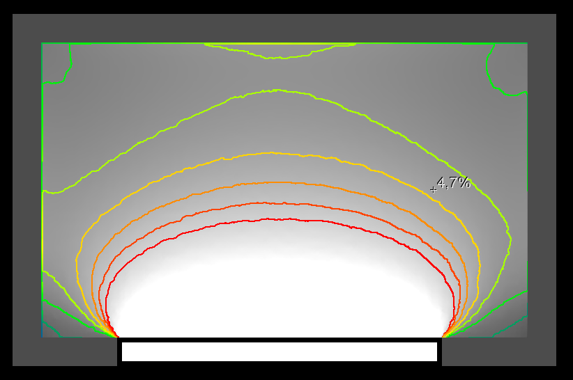 Figur 3. Rendering i Velux av Rum D3 där dagsljusfaktorn 1,9 % uppskattades.